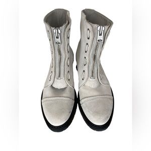 *NEW* The All Saints Ariel combat motto boot size‎ 37 WHITE SUEDE